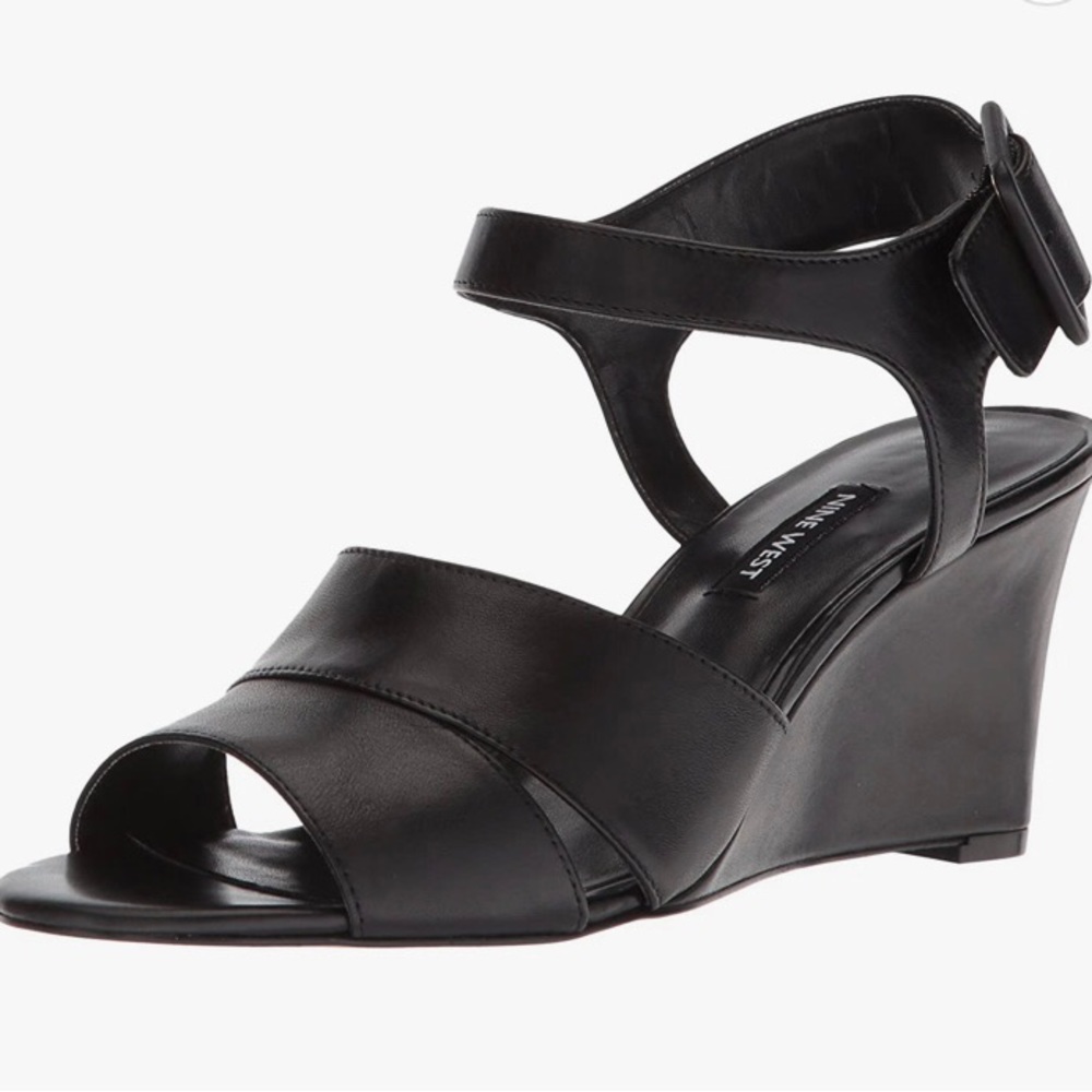 Nine West Black Wedge Sandals